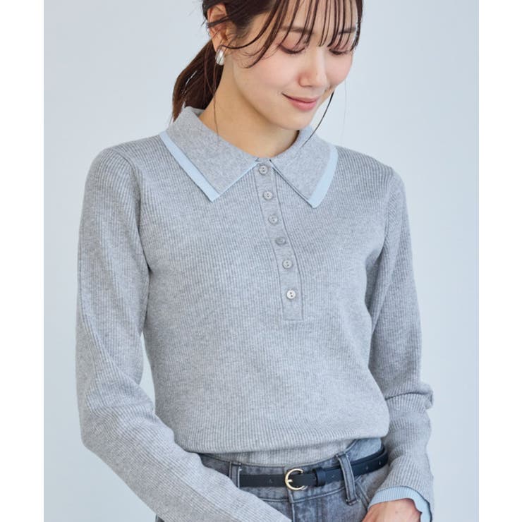 ライトグレー(08) | レイヤード風リブポロニット | ROPE' PICNIC