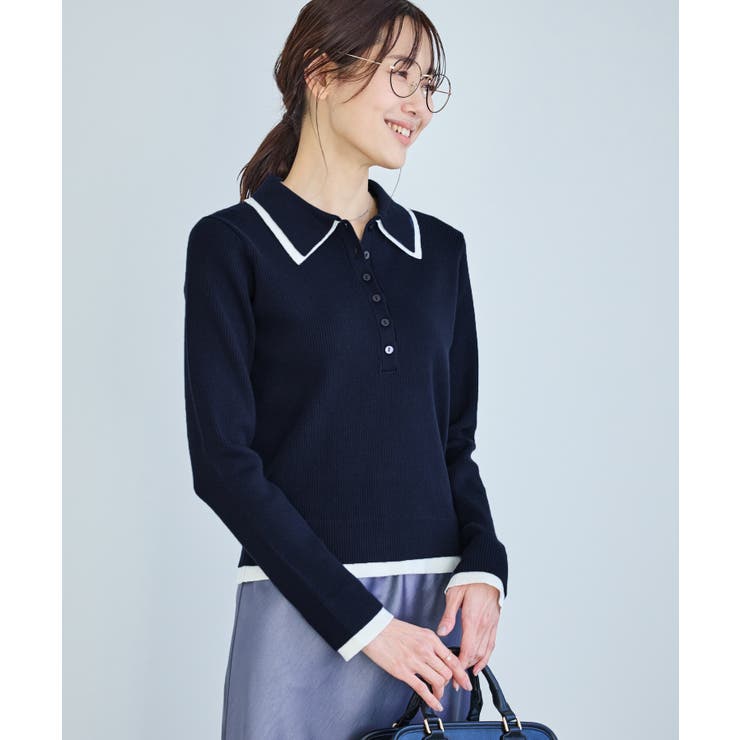 ネイビー(40) | レイヤード風リブポロニット | ROPE' PICNIC