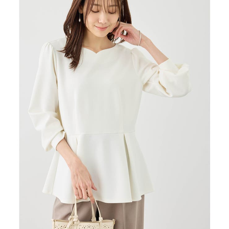 カットジョーゼットハートネックペプラムプルオーバー | ROPE' PICNIC | 詳細画像1 