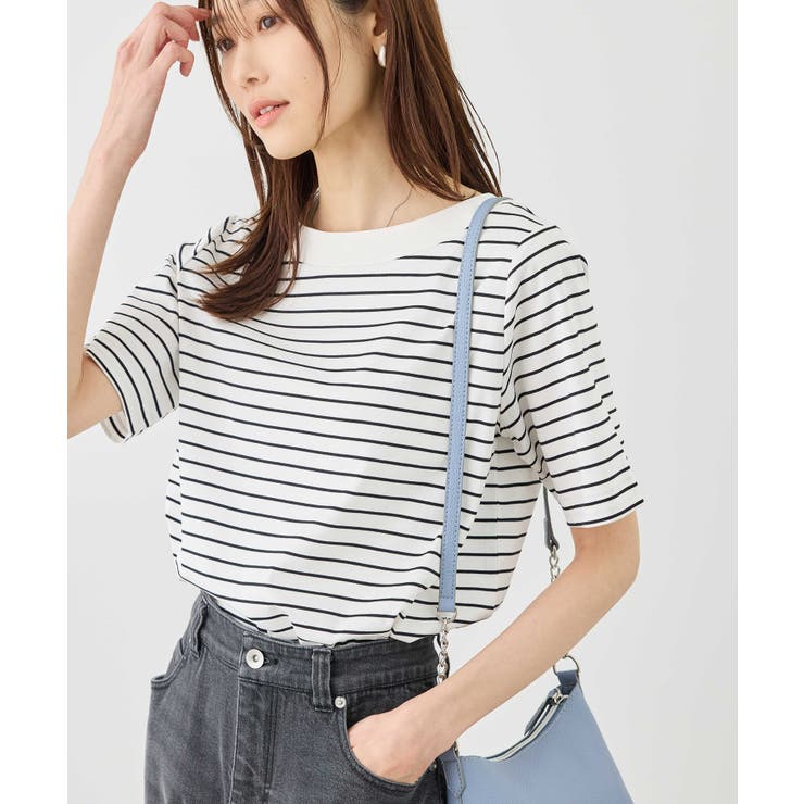 オフホワイト(15) | 60シルケットボートネックハーフスリーブジャケットインナー | ROPE' PICNIC