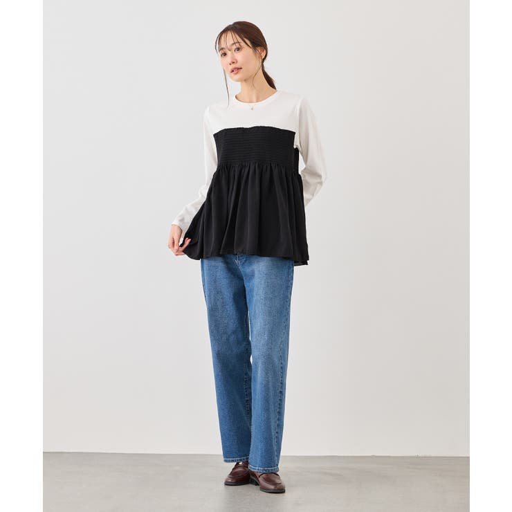 シャーリングビスチェ風ドッキングロングスリーブカットソー/リンクコーデ | ROPE' PICNIC | 詳細画像2 