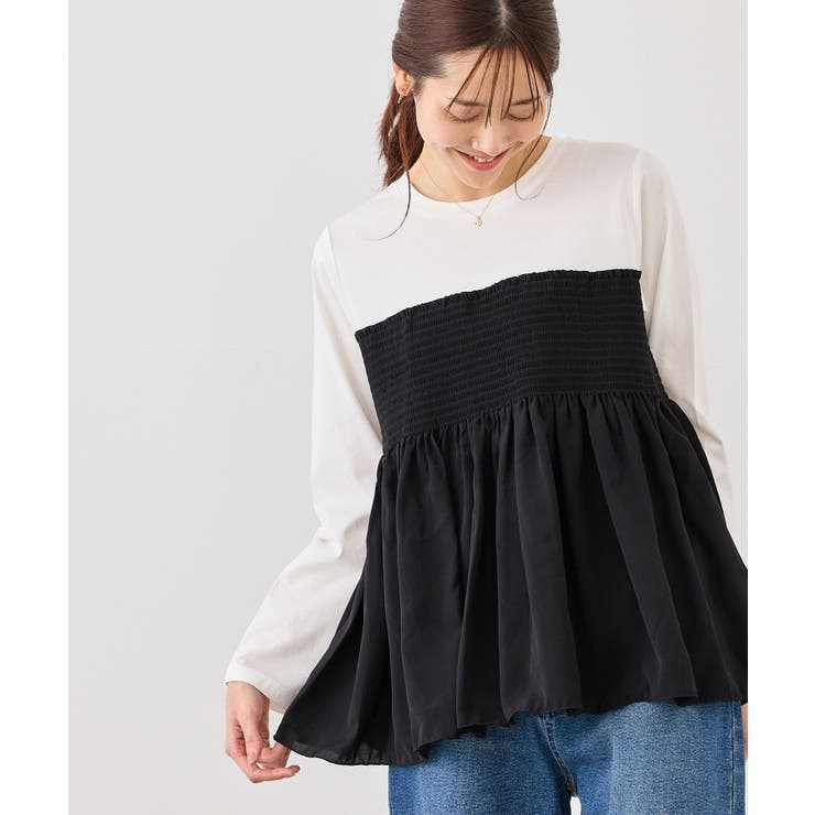 シャーリングビスチェ風ドッキングロングスリーブカットソー/リンクコーデ | ROPE' PICNIC | 詳細画像4 