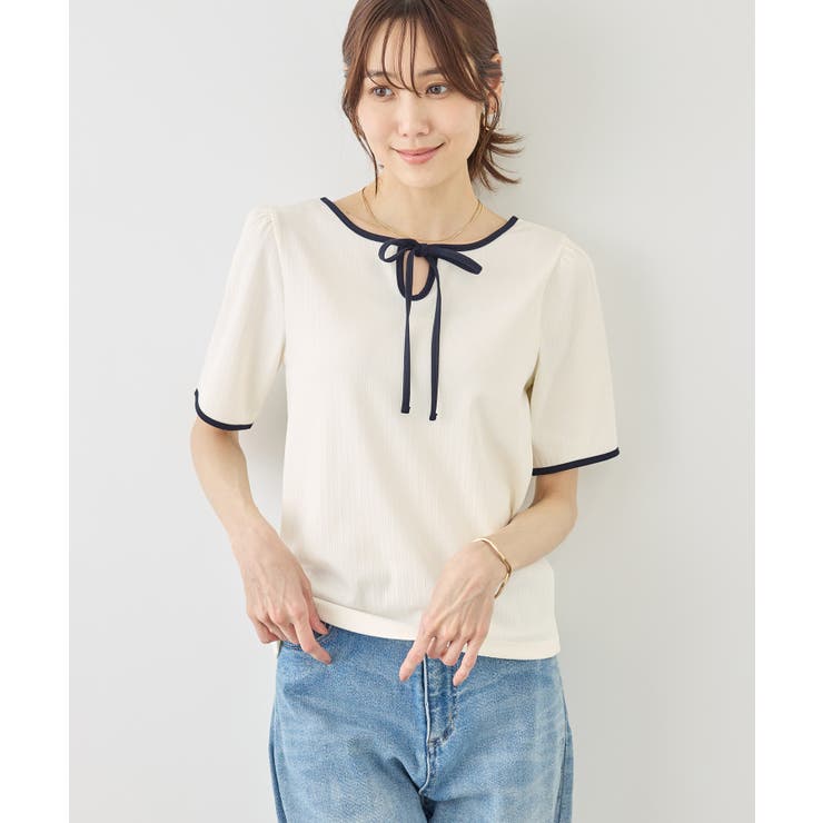 前後2WAY配色テレコリボンディテールトップス | ROPE' PICNIC | 詳細画像9 