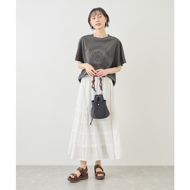カレッジロゴプリントフレアスリーブピグメントTシャツ/リンクコーデ | ROPE' PICNIC | 詳細画像3 
