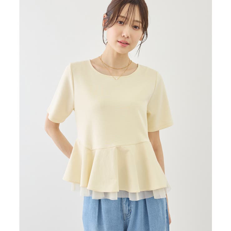 クリーム(83) | 裾フリル異素材ドッキングカットトップス | ROPE' PICNIC