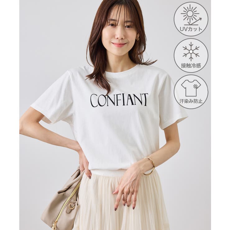 ホワイト(10) | フロッキーロゴTシャツ/UVカット・接触冷感・汗染み防止 | ROPE' PICNIC