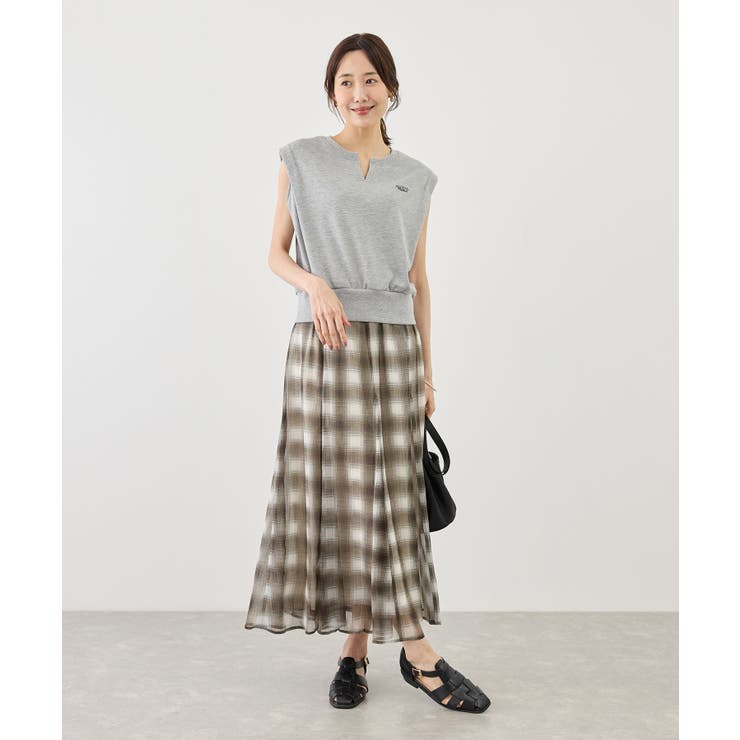 キーネックラメ入りミニ裏毛トップス/汗染み防止・セットアップ対応 | ROPE' PICNIC | 詳細画像13 