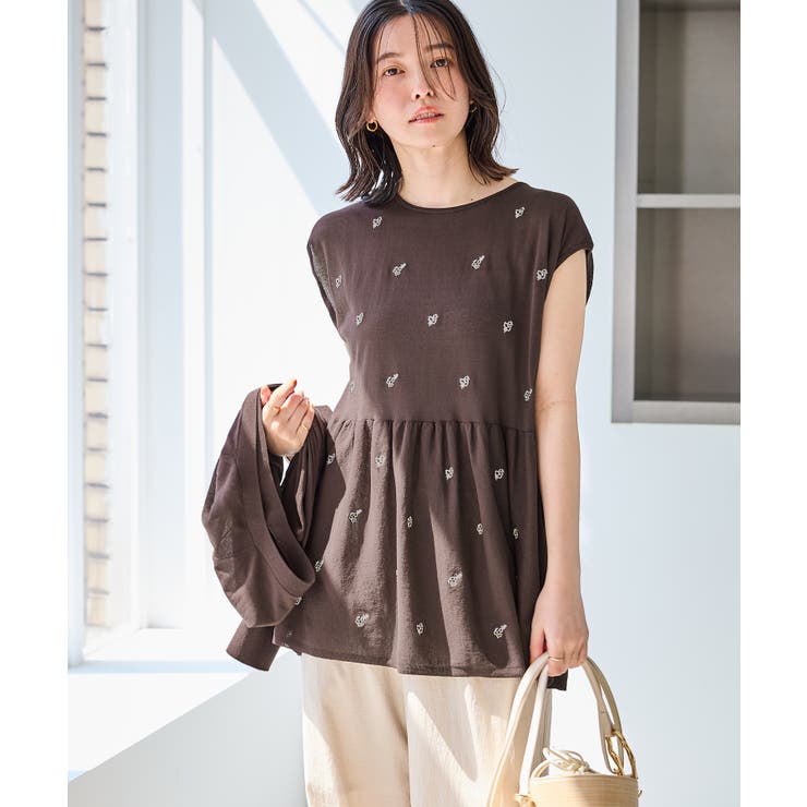 【ちゃんと+かわいい保証】シャーベットニット 刺繍シアーペプラムニット UVケア | ROPE' PICNIC | 詳細画像10 