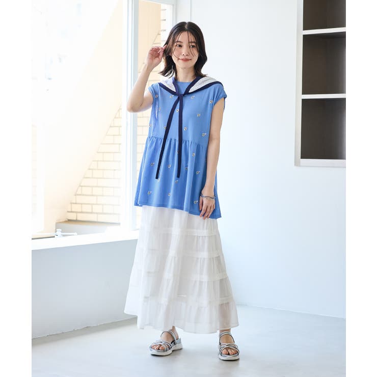 【ちゃんと+かわいい保証】シャーベットニット 刺繍シアーペプラムニット UVケア | ROPE' PICNIC | 詳細画像12 