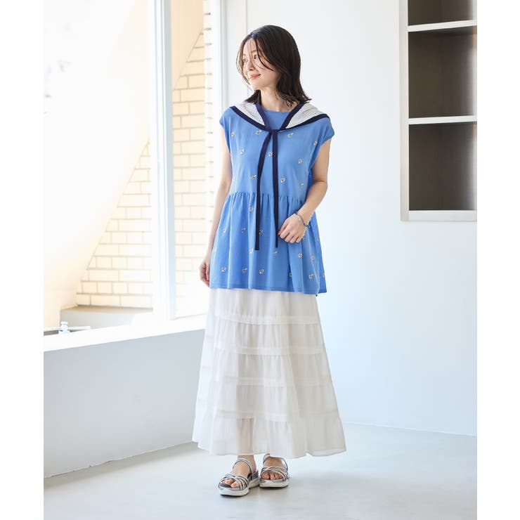 【ちゃんと+かわいい保証】シャーベットニット 刺繍シアーペプラムニット UVケア | ROPE' PICNIC | 詳細画像13 