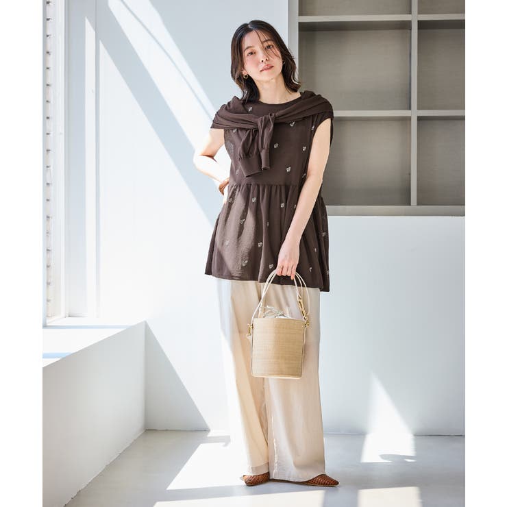 【ちゃんと+かわいい保証】シャーベットニット 刺繍シアーペプラムニット UVケア | ROPE' PICNIC | 詳細画像7 