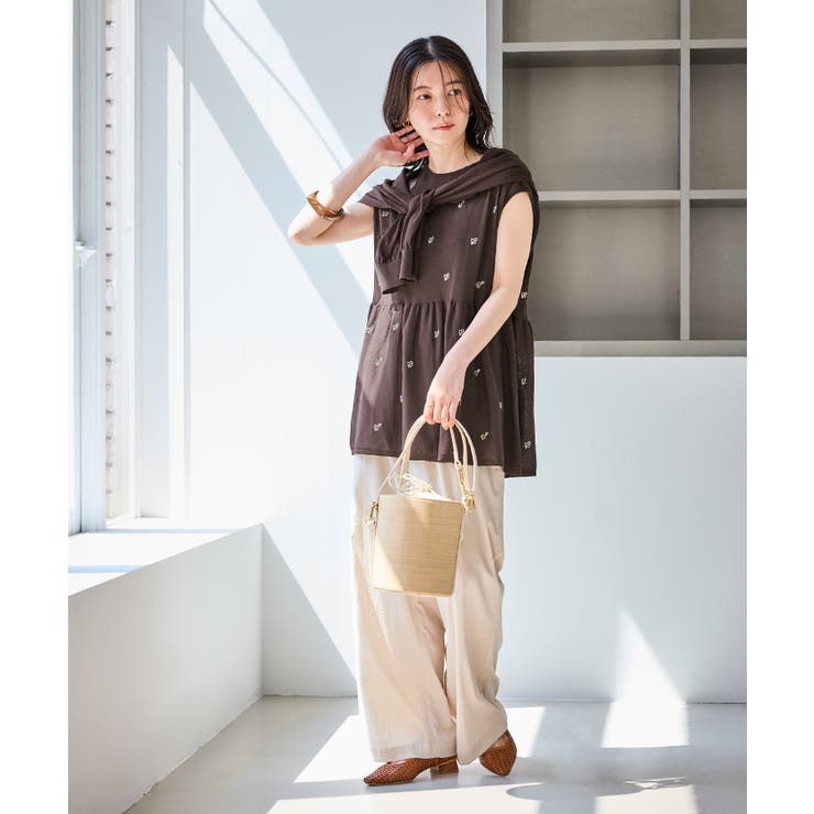 【ちゃんと+かわいい保証】シャーベットニット 刺繍シアーペプラムニット UVケア | ROPE' PICNIC | 詳細画像8 