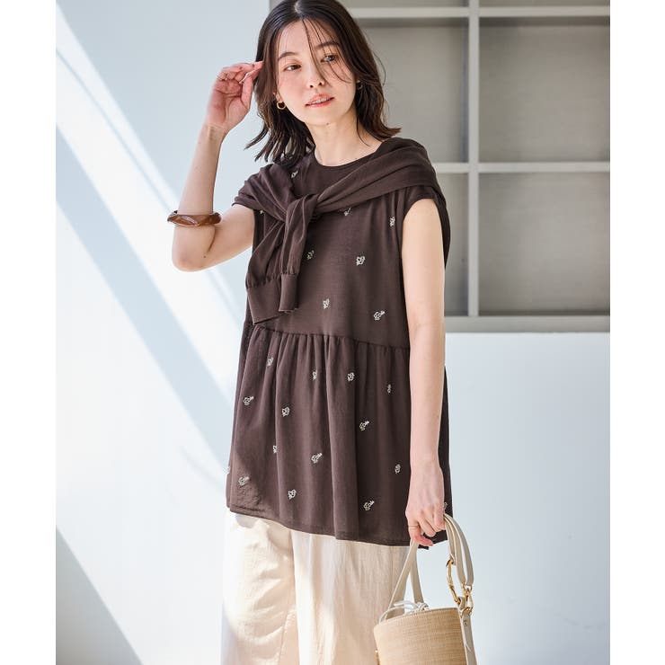 【ちゃんと+かわいい保証】シャーベットニット 刺繍シアーペプラムニット UVケア | ROPE' PICNIC | 詳細画像9 