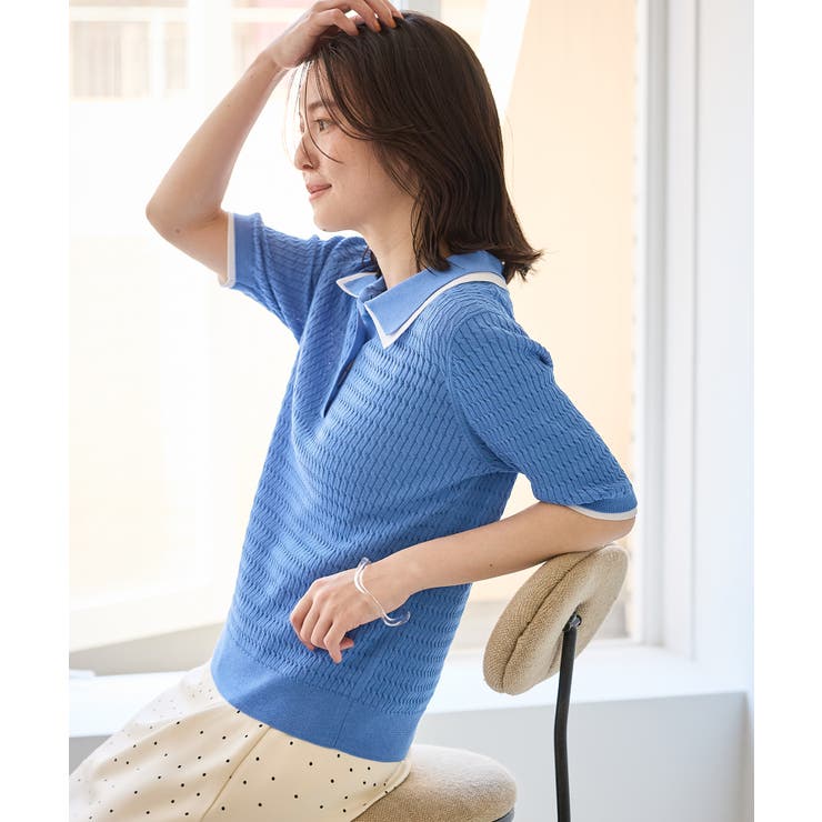 【ちゃんと+かわいい保証】シャーベットニットミニケーブルポロカラーニット UVケ… | ROPE' PICNIC | 詳細画像14 