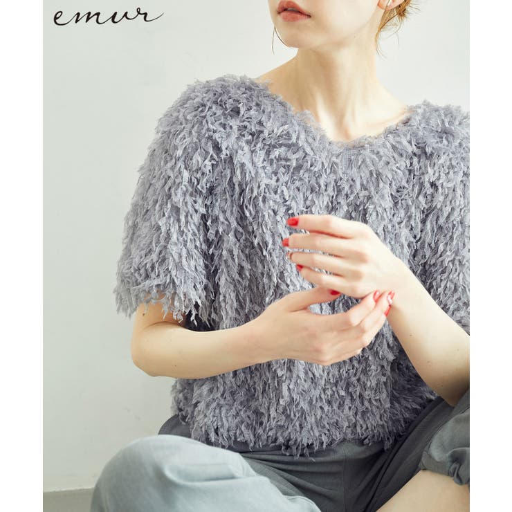 emur/エミュール】フリンジハーフスリーブトップス/2WAY[品番 