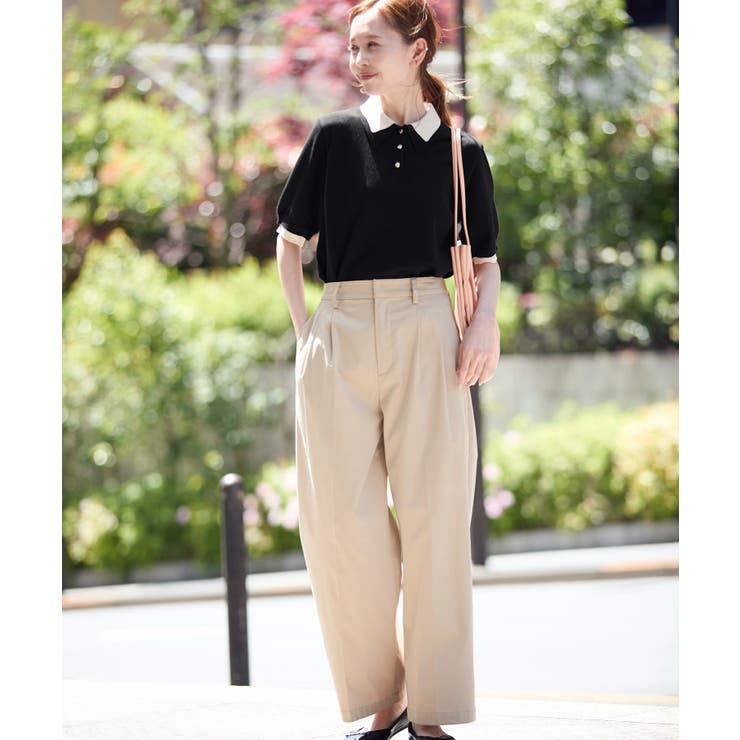 新色追加】バイカラーレイヤード風ニットポロシャツ[品番：RPCW0049706