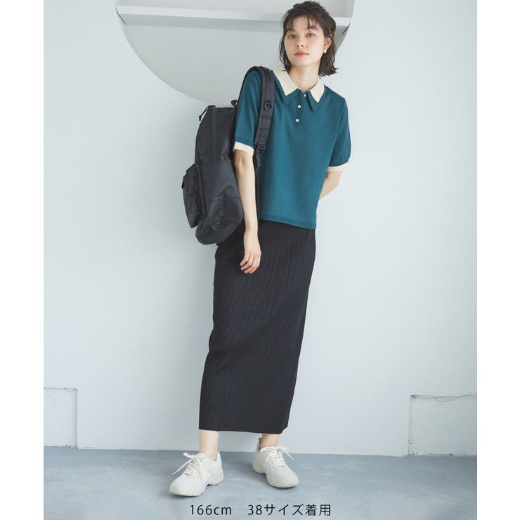サンドロ sandro ニット ポロシャツ 衣料品 トップス レーヨン レディース ベージュ系 / グリーン系 / ブルー系 【中古】 洗える】レーヨンポリエステルストレッチ フレンチスリーブ ポロニット