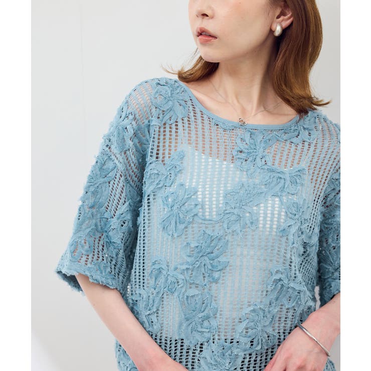 メッシュコード刺繍プルオーバー | ROPE' PICNIC | 詳細画像1 