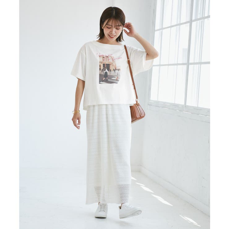 オフショルプリントハーフスリーブTシャツ | ROPE' PICNIC | 詳細画像3 