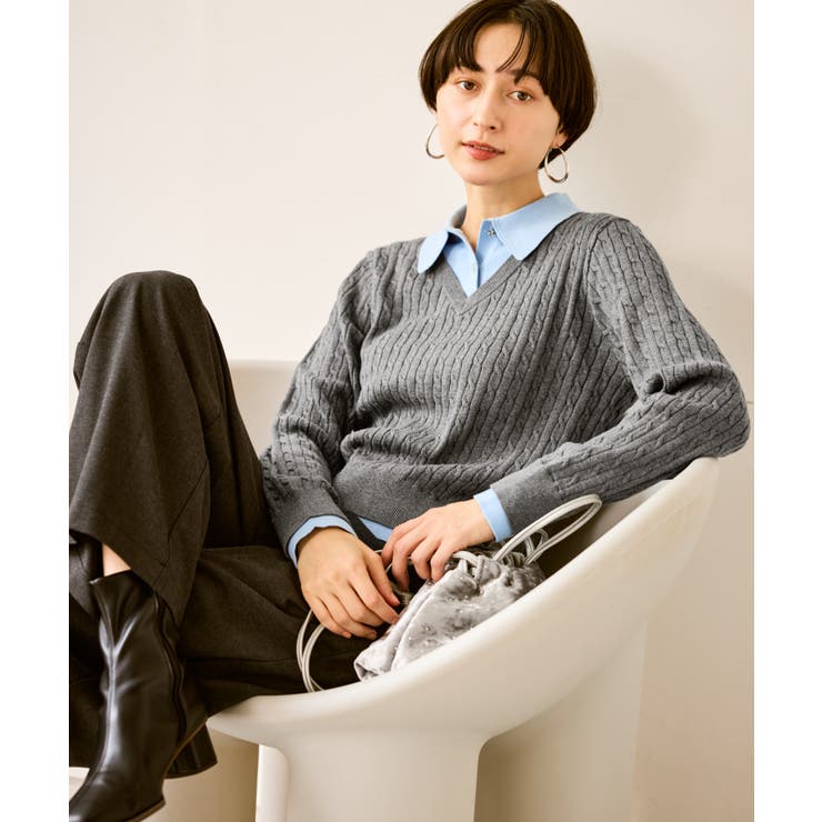 【新色追加】フェイクレイヤードニットプルオーバー | ROPE' PICNIC | 詳細画像13 