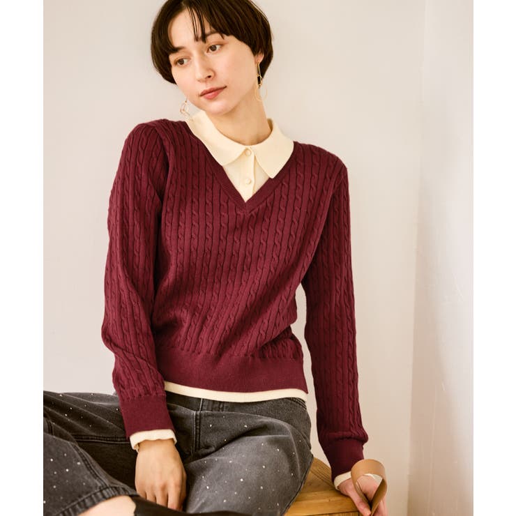 【新色追加】フェイクレイヤードニットプルオーバー | ROPE' PICNIC | 詳細画像27 