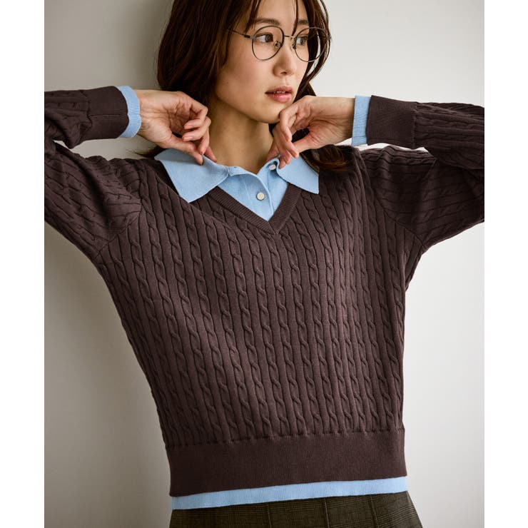 【新色追加】フェイクレイヤードニットプルオーバー | ROPE' PICNIC | 詳細画像4 