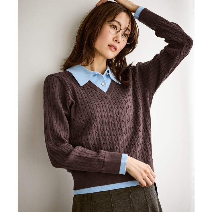 【新色追加】フェイクレイヤードニットプルオーバー | ROPE' PICNIC | 詳細画像6 