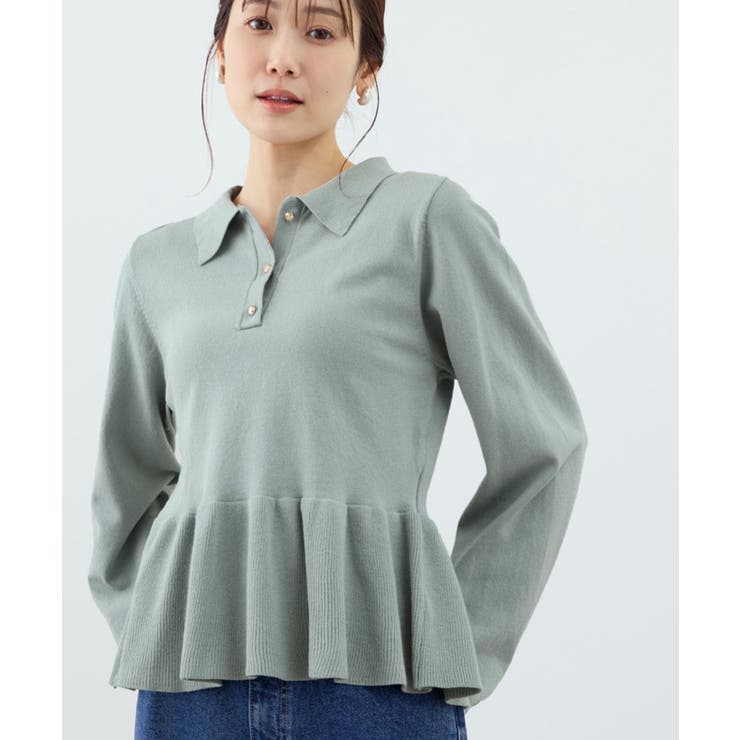 キミドリ(34) | ペプラムポロカラーニット | ROPE' PICNIC