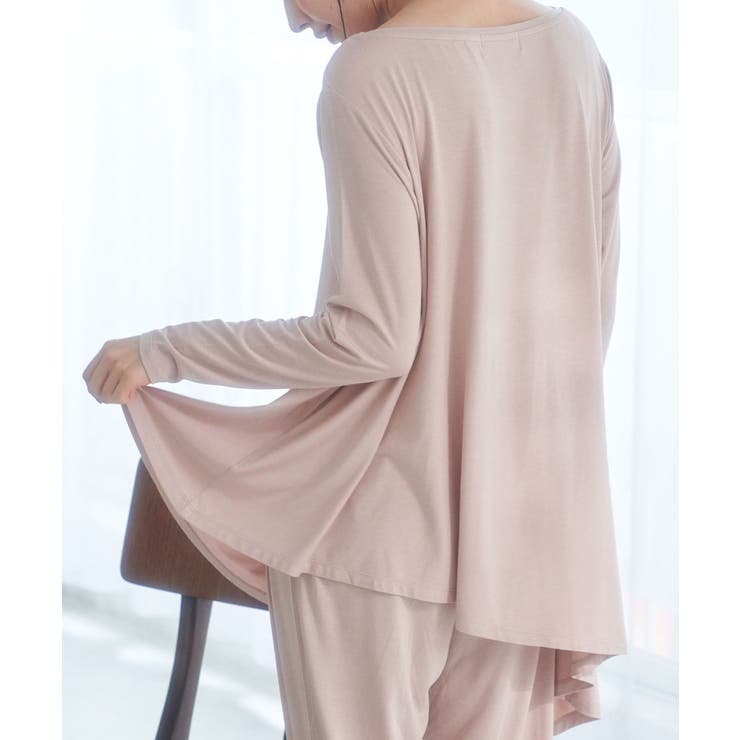 【セットアップ対応】ソフトリッチ天竺アシメヘムフレアトップス | ROPE' PICNIC | 詳細画像1 