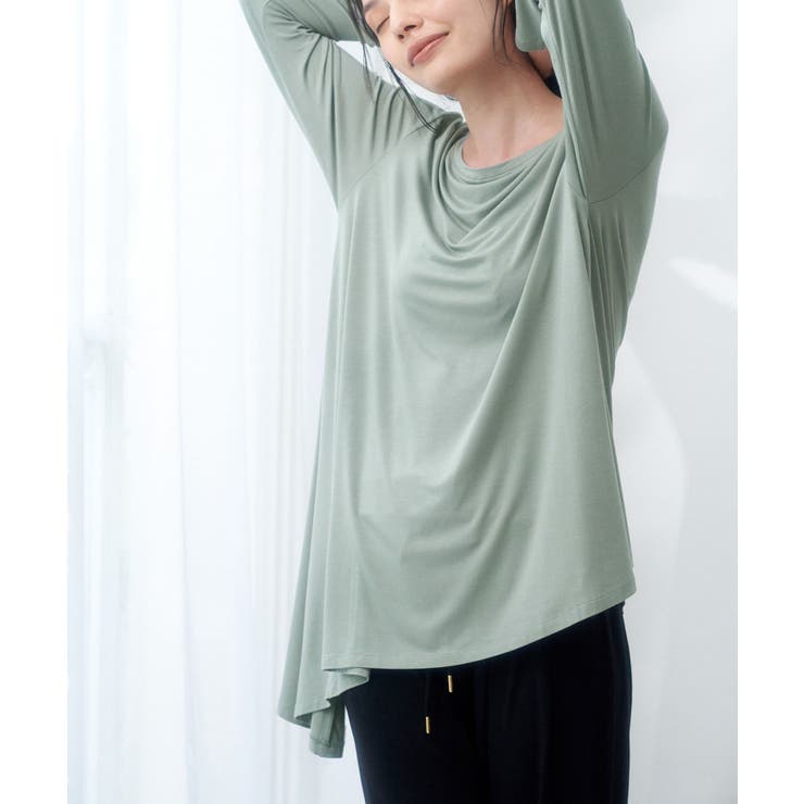 【セットアップ対応】ソフトリッチ天竺アシメヘムフレアトップス | ROPE' PICNIC | 詳細画像10 