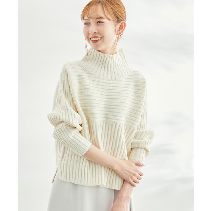 キナリ(16) | リブ切替ニットプルオーバー/WEB限定カラー:ベージュ | ROPE' PICNIC