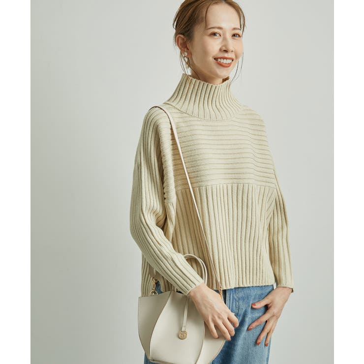 ベージュ(27) | リブ切替ニットプルオーバー/WEB限定カラー:ベージュ | ROPE' PICNIC