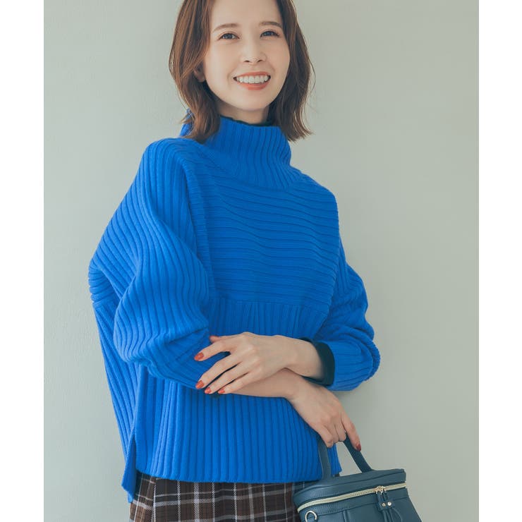 ブルー(44) | リブ切替ニットプルオーバー/WEB限定カラー:ベージュ | ROPE' PICNIC