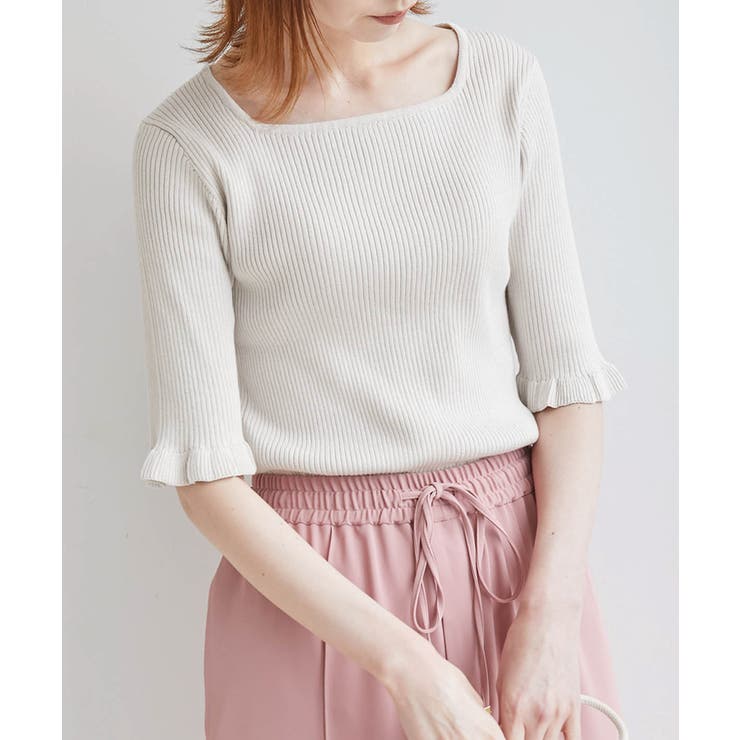ライトグレー(08) | TRUE COTTON/袖フリルニットプルオーバー | ROPE' PICNIC