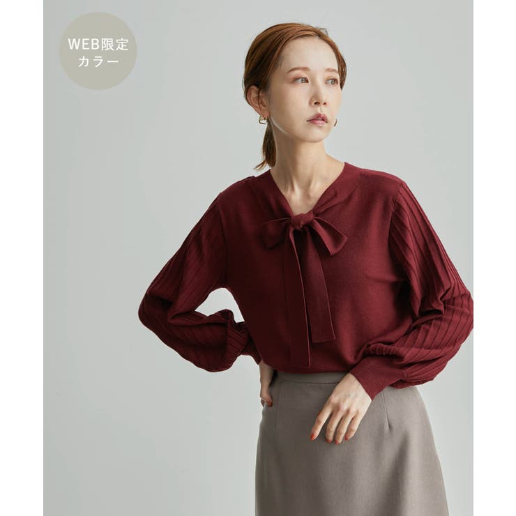 ワイン(66) | 新色追加/2WAY/リボンニットプルオーバー | ROPE' PICNIC