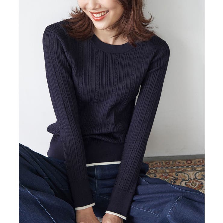 ネイビー(40) | 洗濯機OK/BIO GRACEミニケーブルニットプルオーバー | ROPE' PICNIC