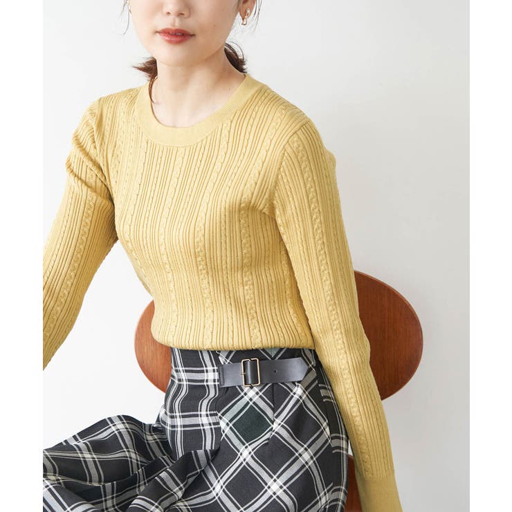 カラシ(86) | 洗濯機OK/BIO GRACEミニケーブルニットプルオーバー | ROPE' PICNIC