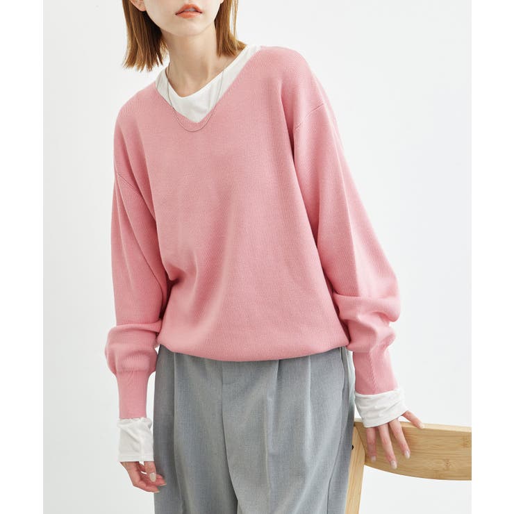 マシュマロニットVネックプルオーバー/洗濯機OK[品番：RPCW0037634