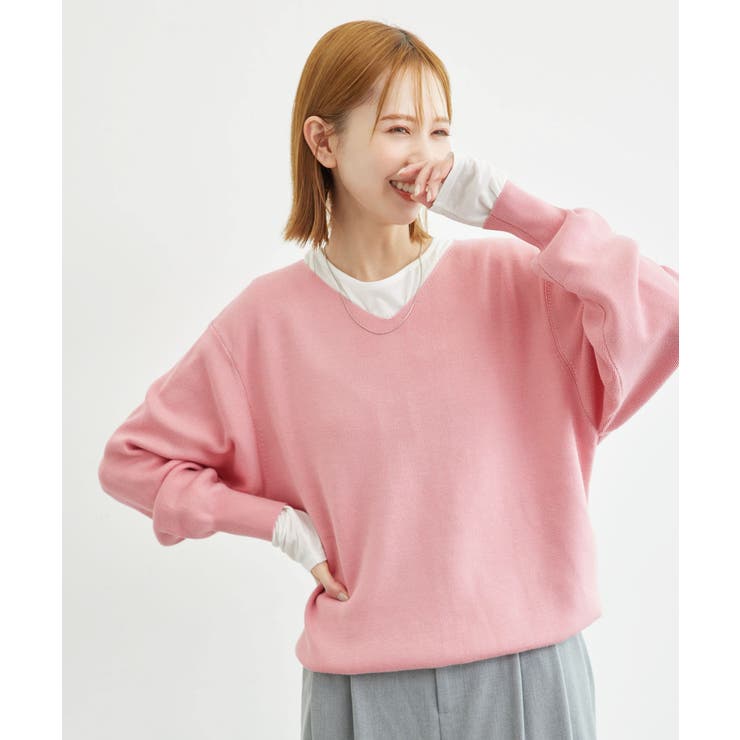 マシュマロニットVネックプルオーバー/洗濯機OK[品番：RPCW0037634