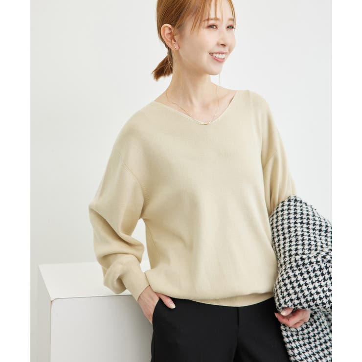 マシュマロニットVネックプルオーバー/洗濯機OK[品番：RPCW0037634