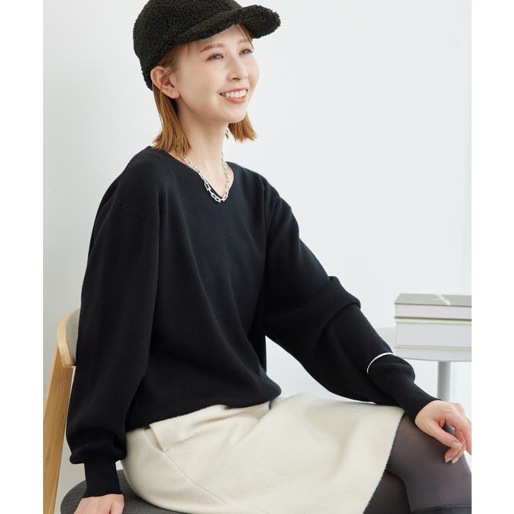 マシュマロニットVネックプルオーバー/洗濯機OK[品番：RPCW0037634