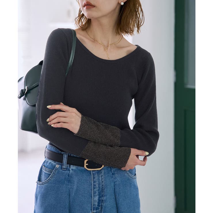 Rope Picnic】綿100% 袖留めボタン付き プルオーバー M 袖ラメシアー