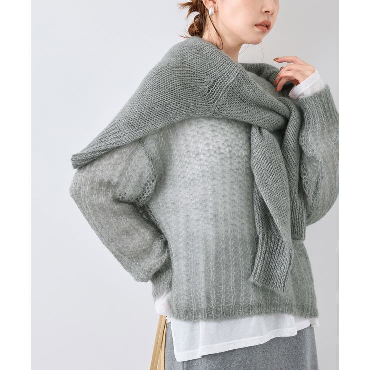 グレー(07) | シアーモヘア混ニットプルオーバー | ROPE' PICNIC
