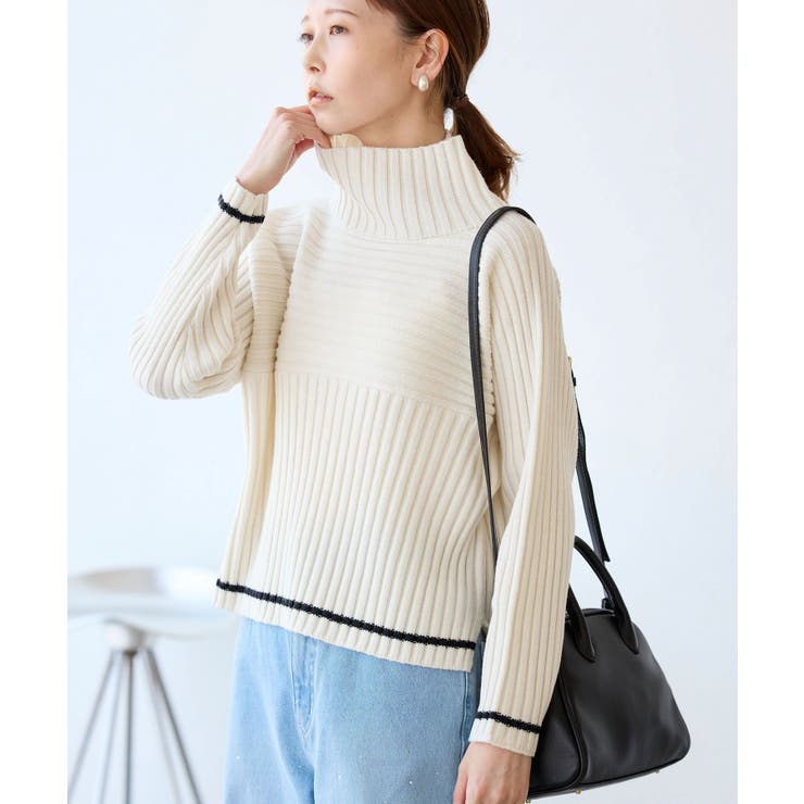 アソートリブ切り替えニットプルオーバー リンクコーデ 新色追加[品番