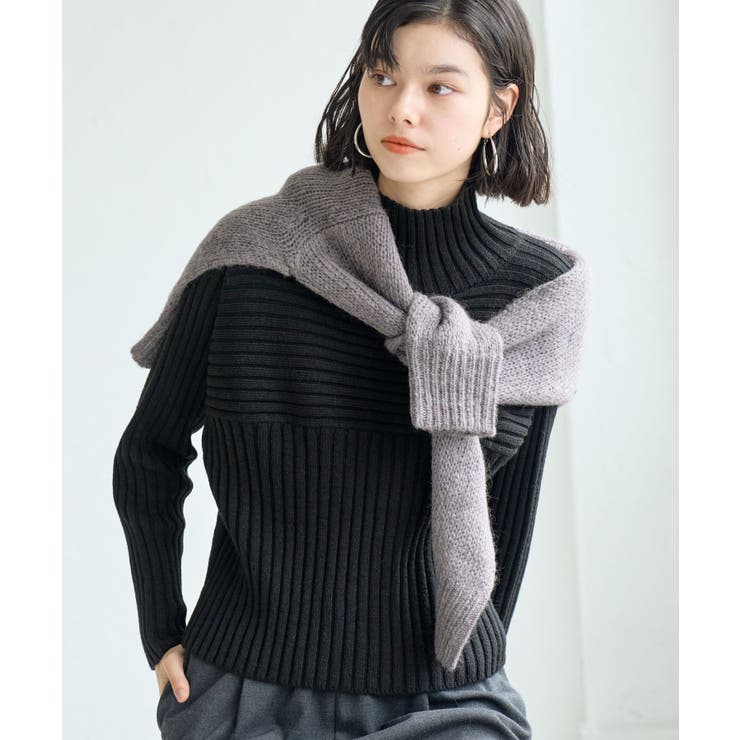 ブラック(01) | 【WEB限定カラーあり】アソートリブ切り替えニットプルオーバー リンクコーデ 新… | ROPE' PICNIC