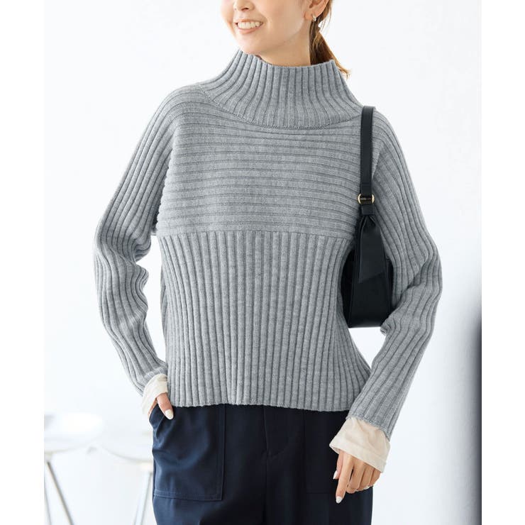 ライトグレー(08) | 【WEB限定カラーあり】アソートリブ切り替えニットプルオーバー リンクコーデ 新… | ROPE' PICNIC