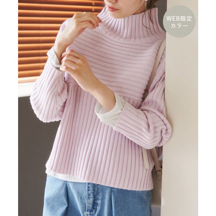 ピンク(63) | 【WEB限定カラーあり】アソートリブ切り替えニットプルオーバー リンクコーデ 新… | ROPE' PICNIC