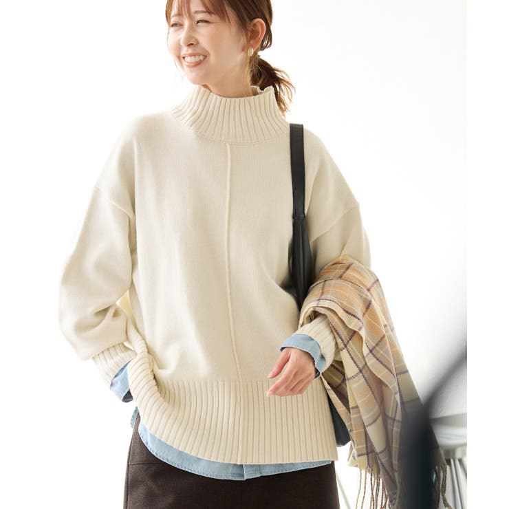 ラム畦ハイネックニット 畦編みハイネックニットプルオーバー LE SOUK HOLIDAY｜クロスプラス