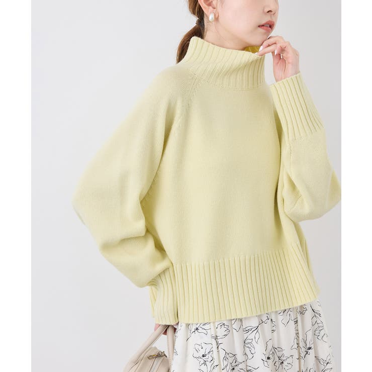 ハイネックラグランニットプルオーバー/帯電防止・洗濯機OK・新色追加