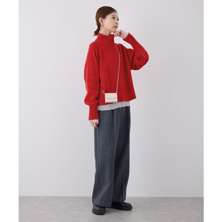 ハイネックラグランニットプルオーバー/帯電防止・洗濯機OK・新色追加